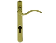 Carlisle Brass Scroll Narrow Plate, 92mm C/C, Euro Lock, Polished Brass Door Handles - M140NP92 (sold in pairs)